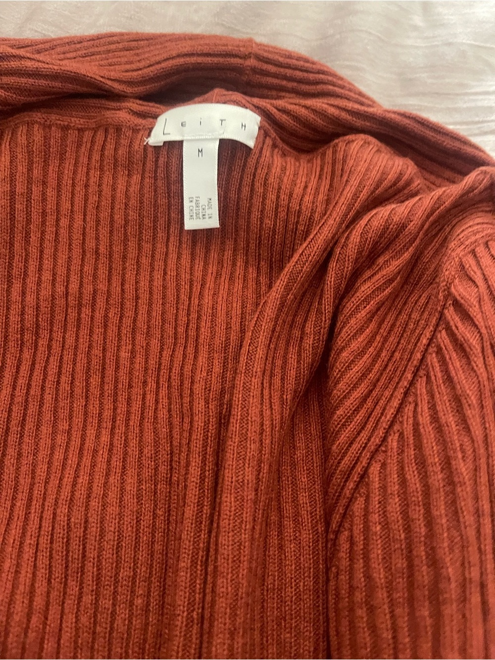 Leith Ribbed Crewneck Sweater in Rust